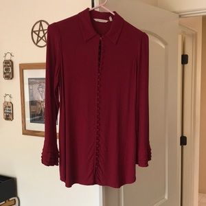 EUC Soft Surroundings holiday tunic with long embellished layered sleeves